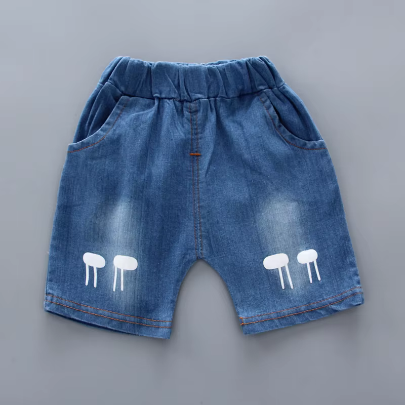 Nueva gran oferta de verano, camisa para niños pequeños, Tops de dibujos animados, pantalones cortos vaqueros, conjunto de trajes, ropa para bebés - Imagen 6