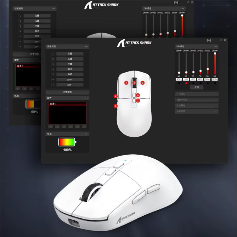 Attack Shark X6 ratón ergonómico inalámbrico para juegos, ajustable, DPI, con cable, 2,4G, Bluetooth, recargable, alta precisión - Imagen 4