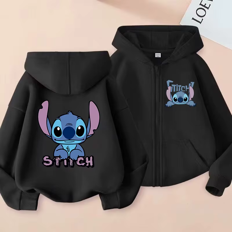 Sudaderas con cremallera, Sudadera con capucha de punto, ropa de dibujos animados para niños, sudadera de Lilo y Stitch con cremallera, Top informal para bebé - Imagen 6