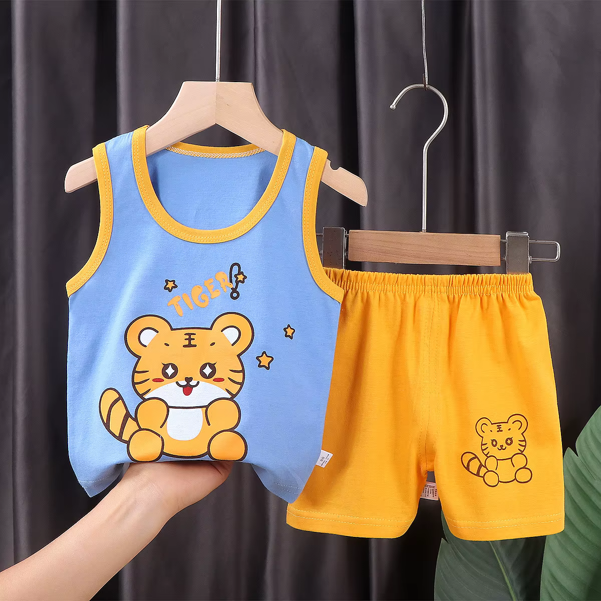 Conjunto de ropa para niños, chaleco para niño, traje de verano de algodón, nuevos pantalones cortos para niñas, ropa para bebés, traje sin mangas, ropa para chico - Imagen 3