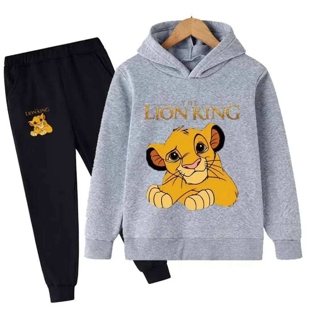 Conjunto de chándal The Lion para niños, sudaderas con capucha, top y pantalones, ropa deportiva, ropa para niños y niñas, ropa para niños, 2 piezas - Imagen 4
