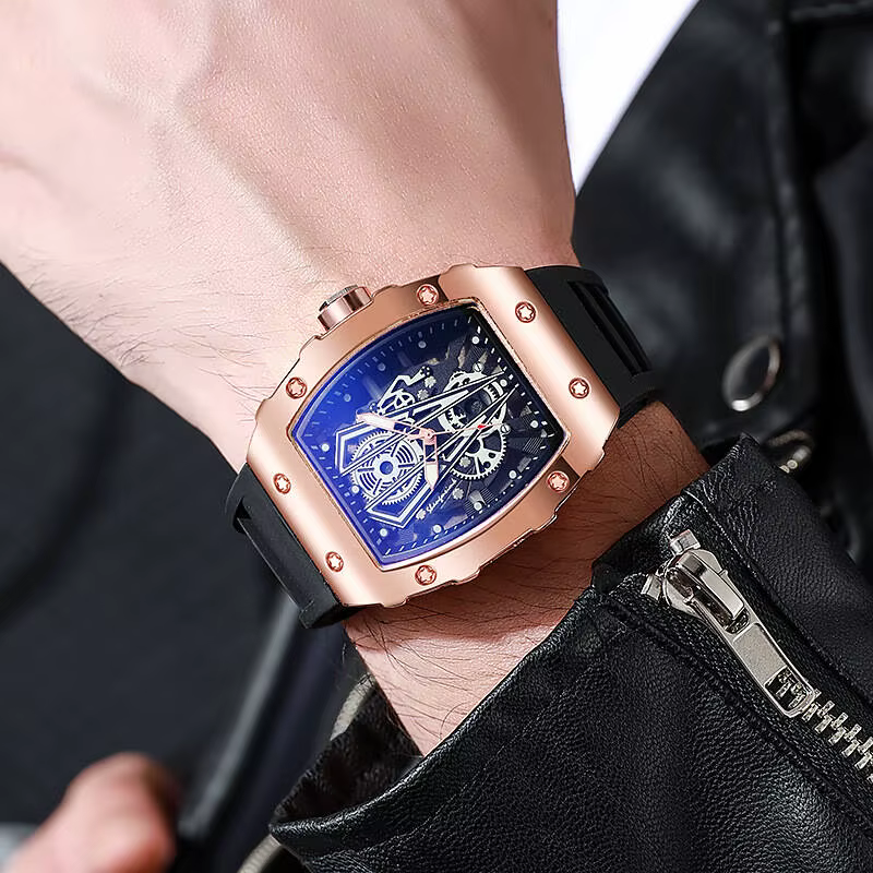 1/2 Uds. Relojes de moda para Hombre, Reloj de cuarzo con Esfera Grande de lujo, banda de silicona informal, relojes deportivos para Hombre, Reloj para Hombre (sin caja) - Imagen 4