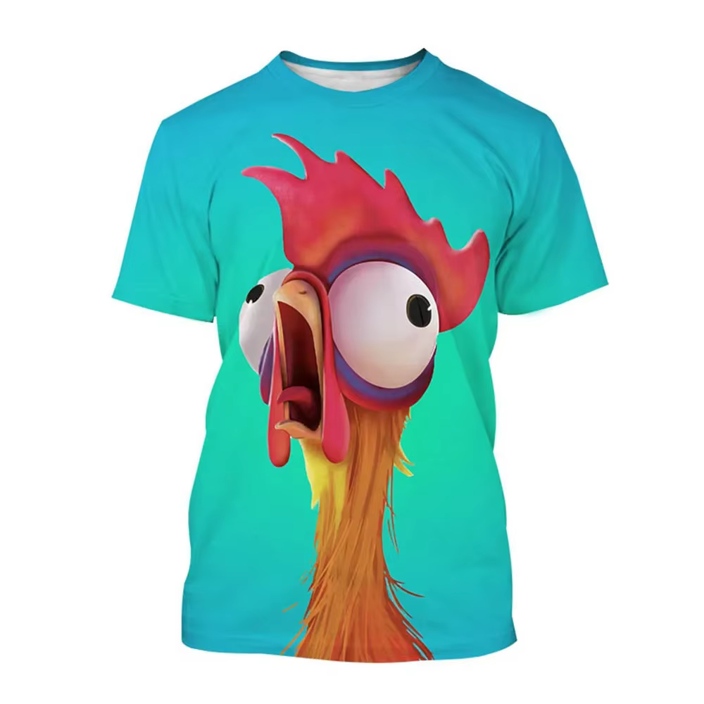 Disney-camisetas con estampado 3D de pollo para hombre y mujer, ropa informal de calle con dibujos animados de Moana, 2024 - Imagen 3