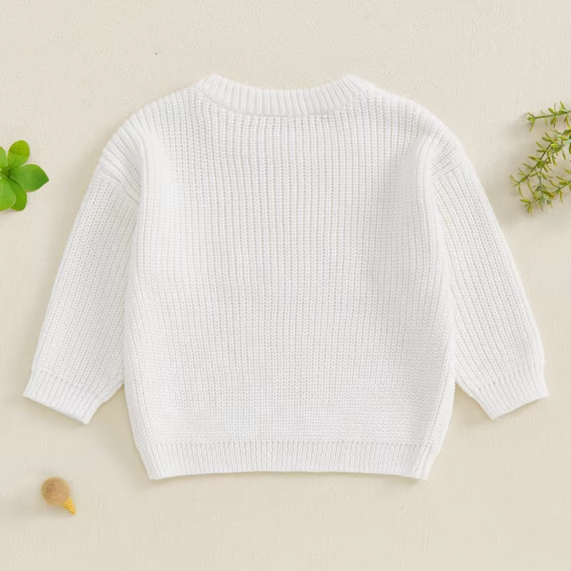 2024-08-02 Lioraitiin 0-3Y bebé niño niña suéter de punto Bordado de letras cuello redondo manga larga pulóver Tops para Otoño Invierno - Imagen 3
