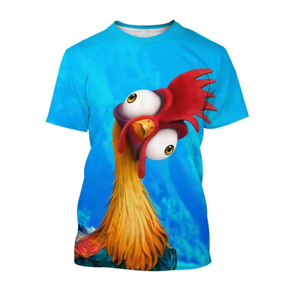 Disney-camisetas con estampado 3D de pollo para hombre y mujer, ropa informal de calle con dibujos animados de Moana, 2024 - Imagen 6
