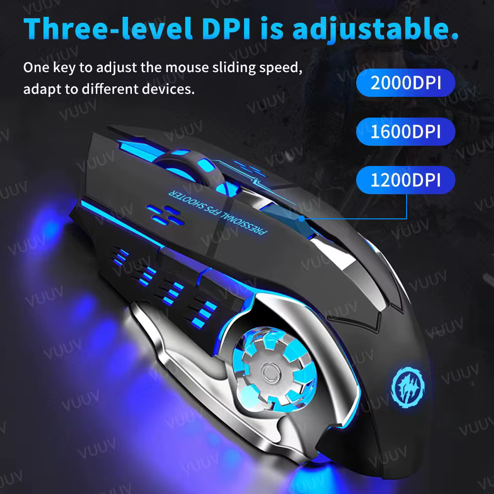 AIEACH-ratón inalámbrico con Bluetooth para videojuegos, recargable, USB, mecánico, e-sports, retroiluminación, PC - Imagen 5