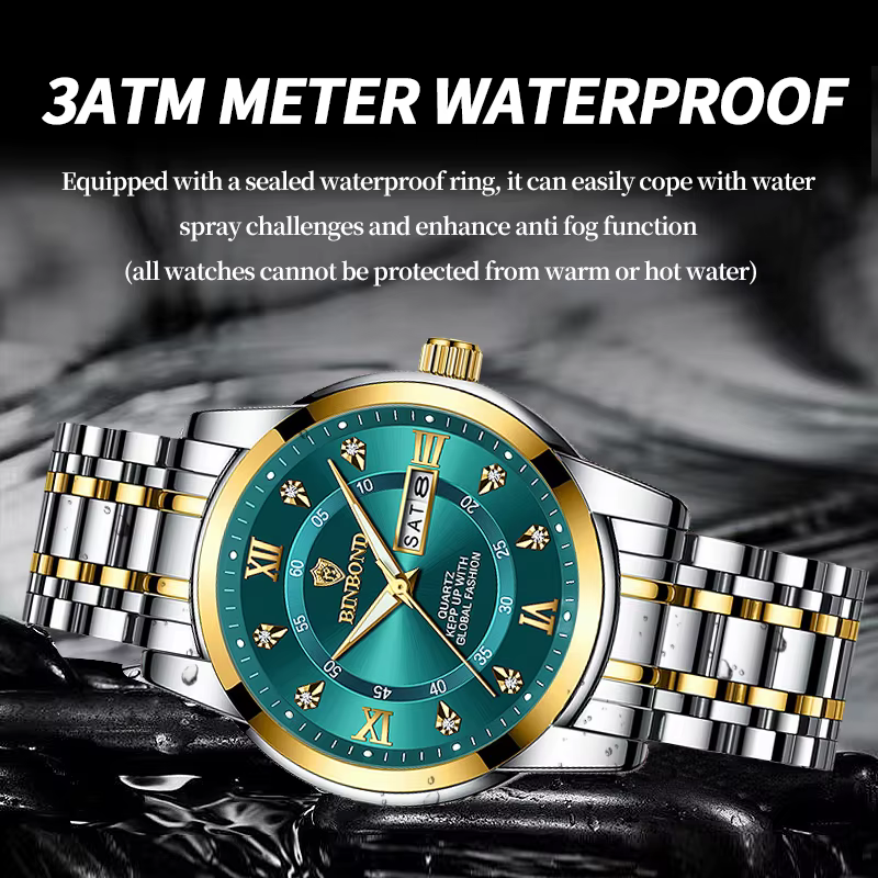 Reloj de buceo a la moda de lujo para hombre, resistente al agua hasta 30ATM, con fecha, deportivo, de pulsera de cuarzo, Masculino, 2024 - Imagen 2