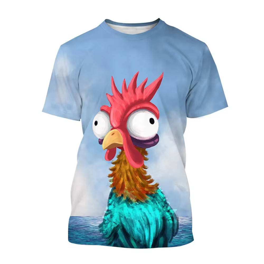 Disney-camisetas con estampado 3D de pollo para hombre y mujer, ropa informal de calle con dibujos animados de Moana, 2024 - Imagen 5