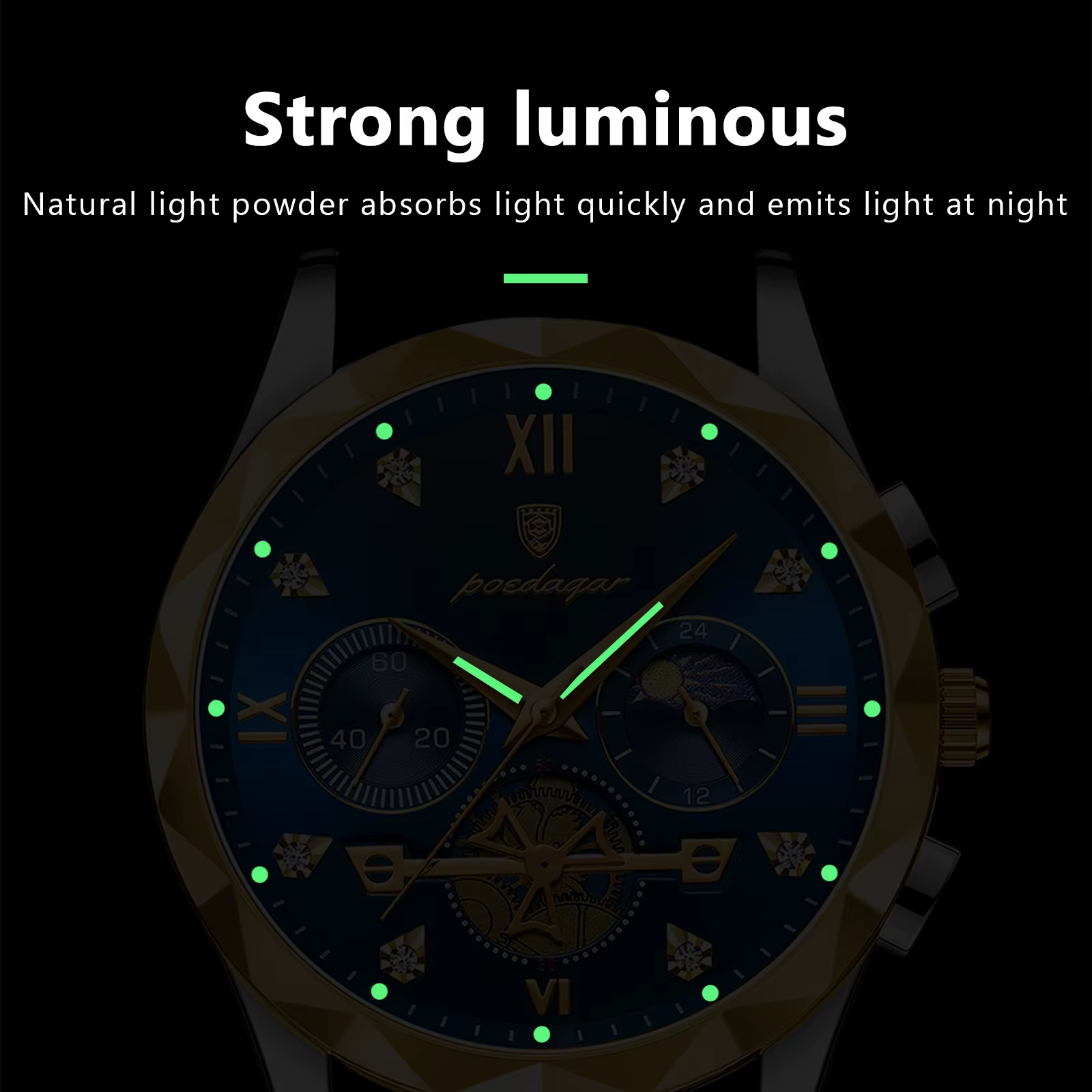 Reloj de pulsera POEDAGAR de lujo para hombre, cron贸grafo resistente al agua, reloj luminoso para hombre, relojes deportivos de cuarzo de acero inoxidable de alta calidad para hombre - Imagen 3