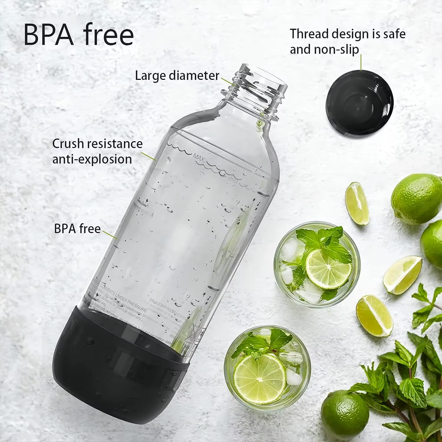 Botella de PET carbonatada de refrescos de 2 uds., 1L, varios colores, incluida blanco, negro, verde, gris, amarillo, para bebidas de verano - Imagen 4