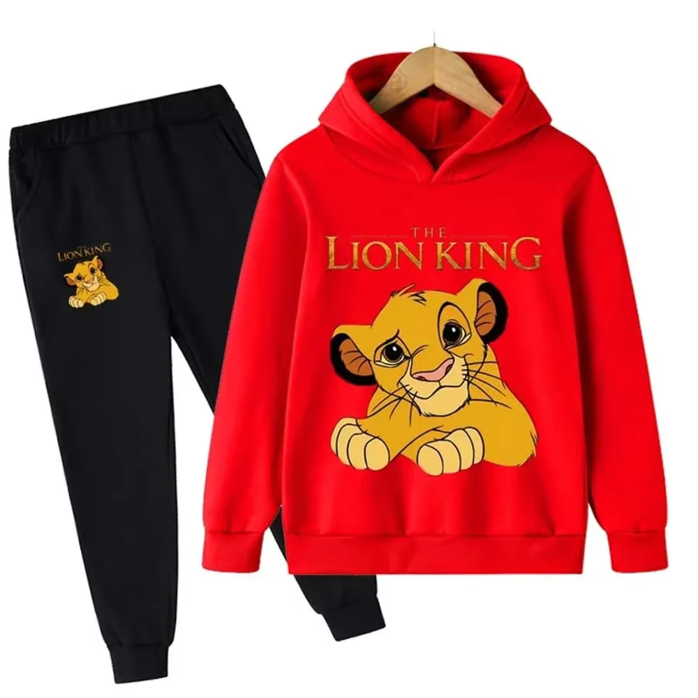 Conjunto de chándal The Lion para niños, sudaderas con capucha, top y pantalones, ropa deportiva, ropa para niños y niñas, ropa para niños, 2 piezas - Imagen 2