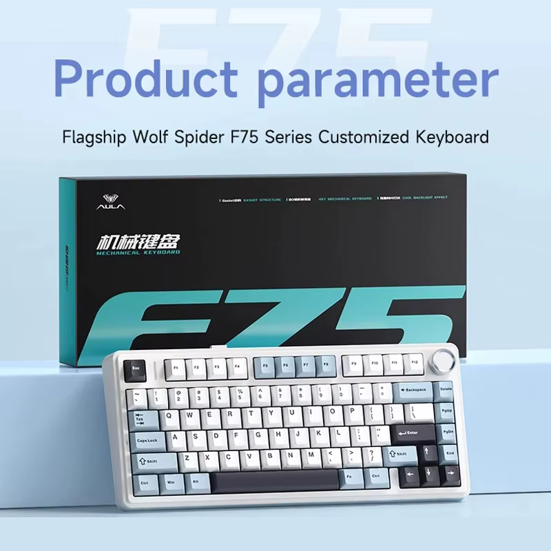 AULA-Teclado mecánico F75 para juegos, teclado inalámbrico/Bluetooth/con cable RGB, diseño personalizado 2,4, estructura de junta de perfil OEM - Imagen 6