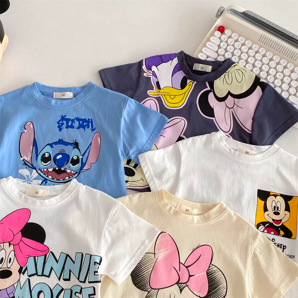 Camiseta bonita de dibujos animados de Disney para bebé, niña y niño, ropa de verano, camisetas estampadas de Minnie para niños, camisetas de manga corta con cuello redondo para niños - Imagen 4