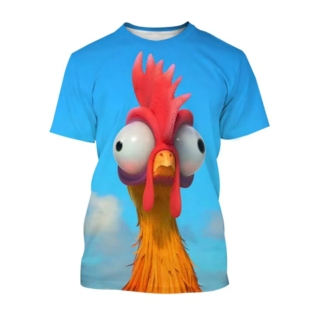 Disney-camisetas con estampado 3D de pollo para hombre y mujer, ropa informal de calle con dibujos animados de Moana, 2024 - Imagen 2