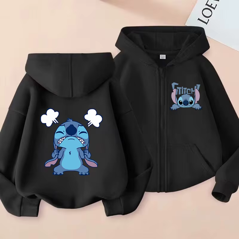 Sudaderas con cremallera, Sudadera con capucha de punto, ropa de dibujos animados para niños, sudadera de Lilo y Stitch con cremallera, Top informal para bebé - Imagen 5
