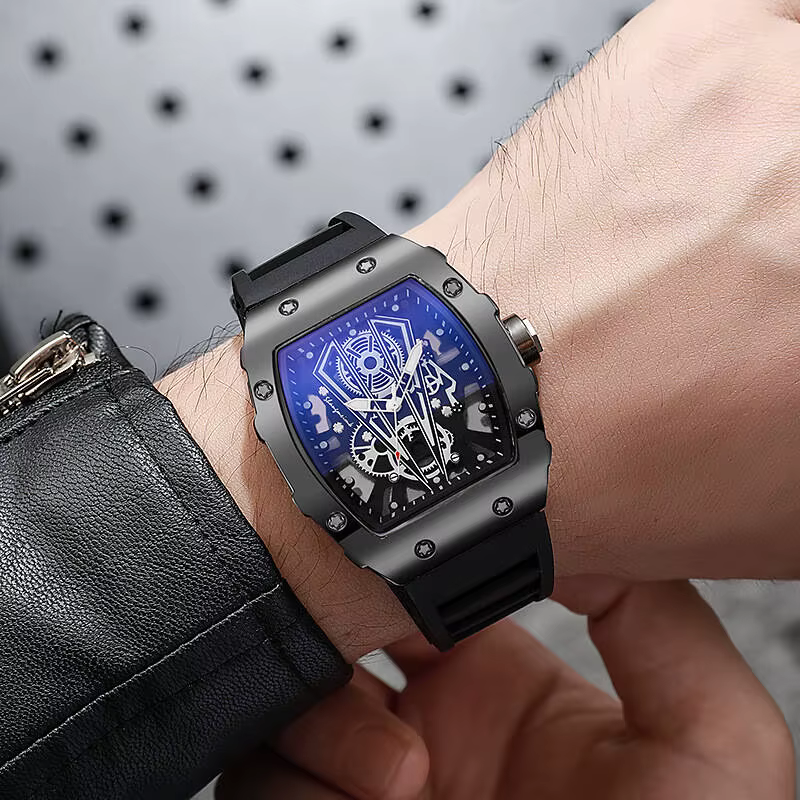 1/2 Uds. Relojes de moda para Hombre, Reloj de cuarzo con Esfera Grande de lujo, banda de silicona informal, relojes deportivos para Hombre, Reloj para Hombre (sin caja) - Imagen 2