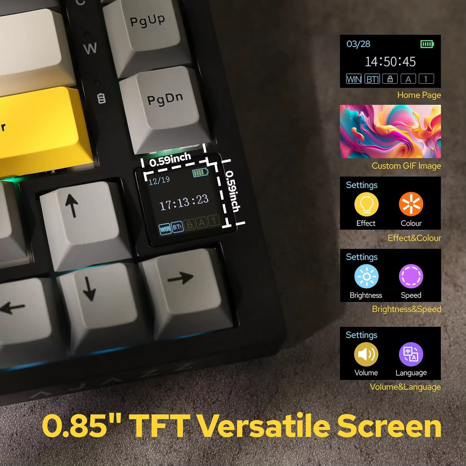 Ajazz AK820/AK820Pro Teclado mecánico para juegos Bluetooth 5,1/teclado personalizado inalámbrico/con cable C con perilla junta de intercambio en caliente - Imagen 3