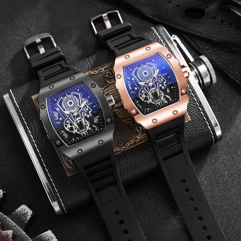 1/2 Uds. Relojes de moda para Hombre, Reloj de cuarzo con Esfera Grande de lujo, banda de silicona informal, relojes deportivos para Hombre, Reloj para Hombre (sin caja) - Imagen 3