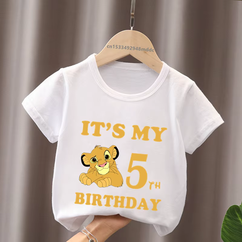 Es mi 1, 2, 3, 4, 5, 6, 7, 8, 9 años, camiseta de cumpleaños para niños y niñas, ropa bonita de Simba con dibujos animados para niños, camisetas para bebés - Imagen 5