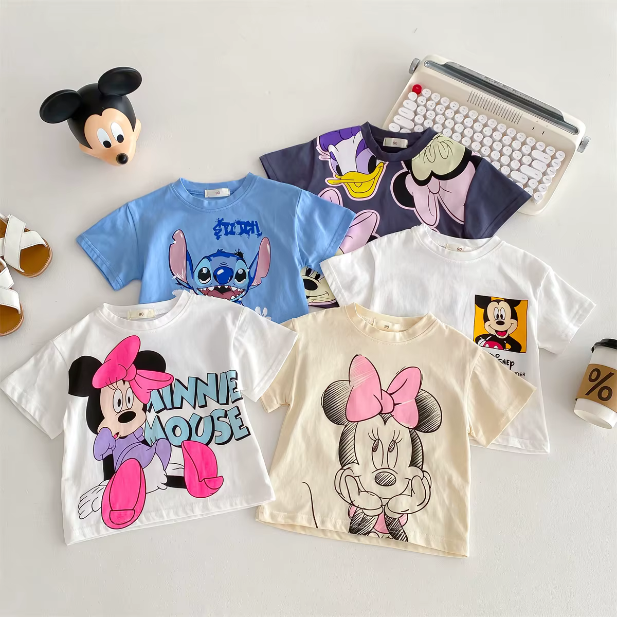 Camiseta bonita de dibujos animados de Disney para bebé, niña y niño, ropa de verano, camisetas estampadas de Minnie para niños, camisetas de manga corta con cuello redondo para niños - Imagen 7
