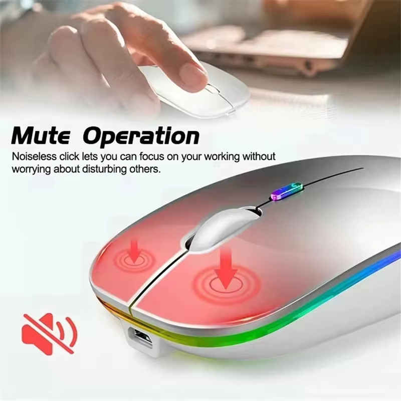 Ratón Bluetooth XIAOMI, recargable, modo Dual, DPI, ratón inalámbrico silencioso ajustable, teclado ergonómico con luz LED para el hogar y la Oficina - Imagen 6