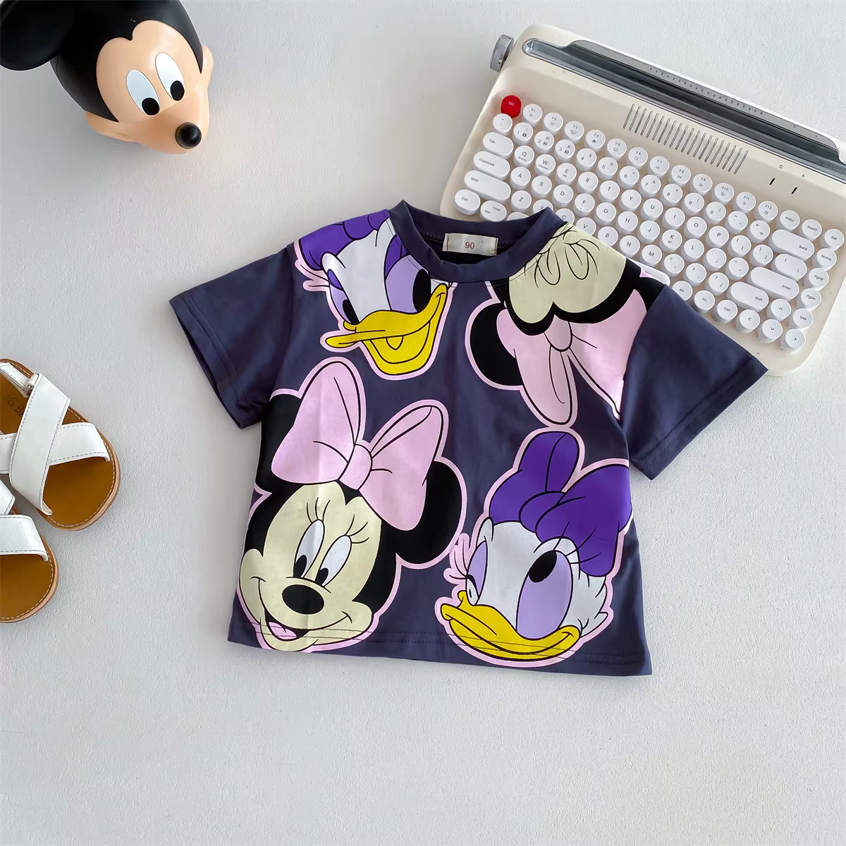 Camiseta bonita de dibujos animados de Disney para bebé, niña y niño, ropa de verano, camisetas estampadas de Minnie para niños, camisetas de manga corta con cuello redondo para niños - Imagen 5