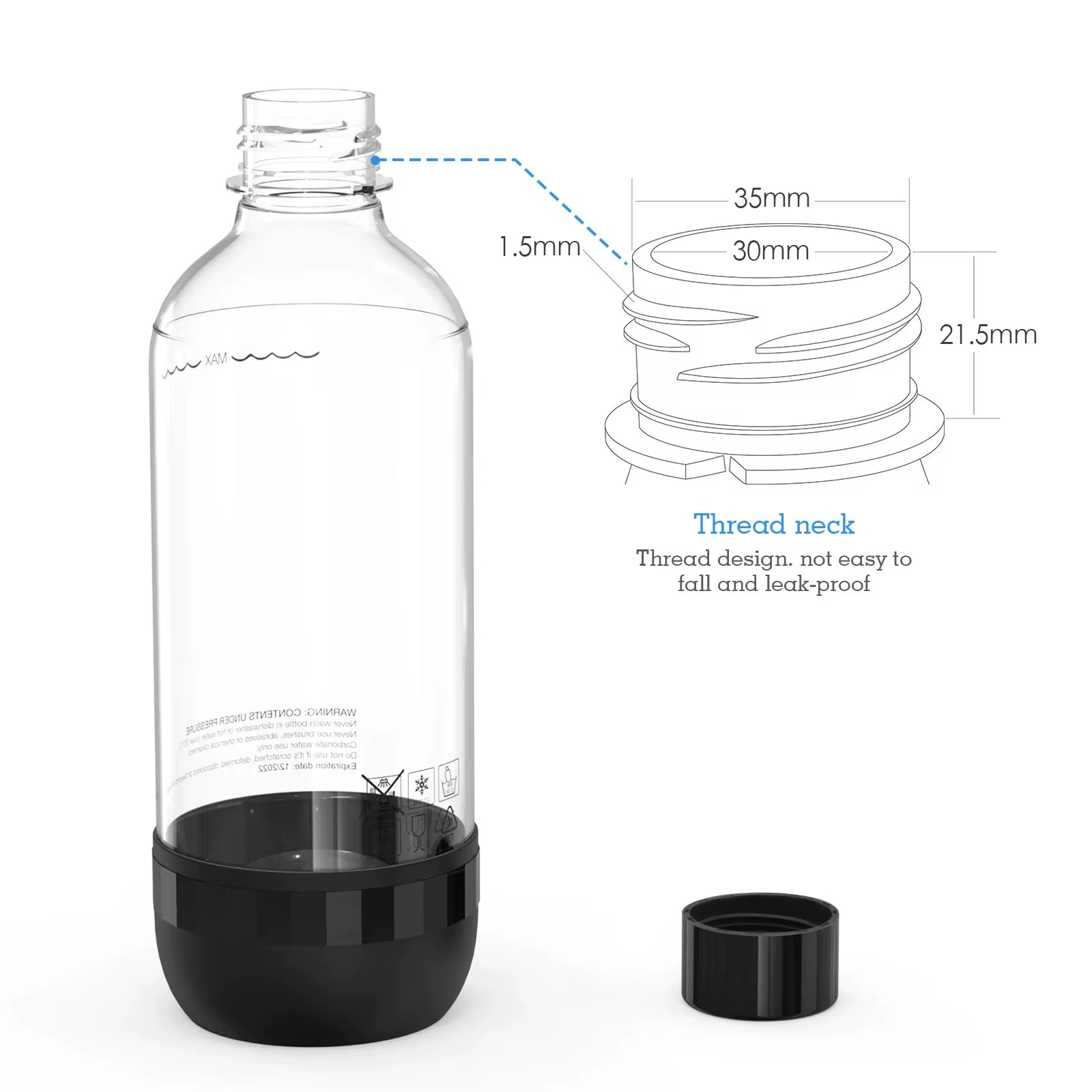 Botella de PET carbonatada de refrescos de 2 uds., 1L, varios colores, incluida blanco, negro, verde, gris, amarillo, para bebidas de verano - Imagen 2