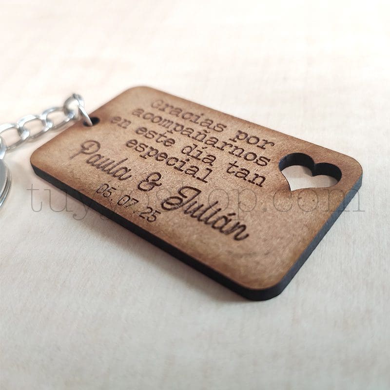 Llavero personalizado para boda, DM, gracias por acompañarnos, 5,5x3cm - Imagen 3
