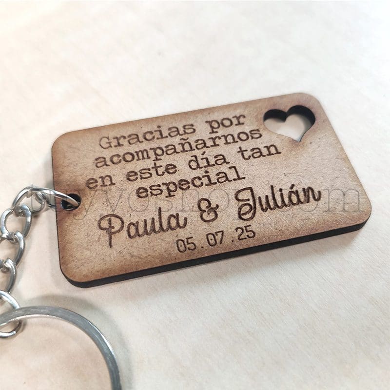 Llavero personalizado para boda, DM, gracias por acompañarnos, 5,5x3cm - Imagen 4