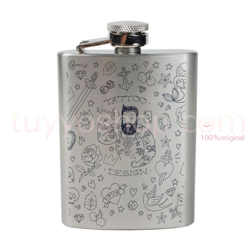 Petaca para boda tatuaje. Disponibles en 4 y 5oz - Imagen 2